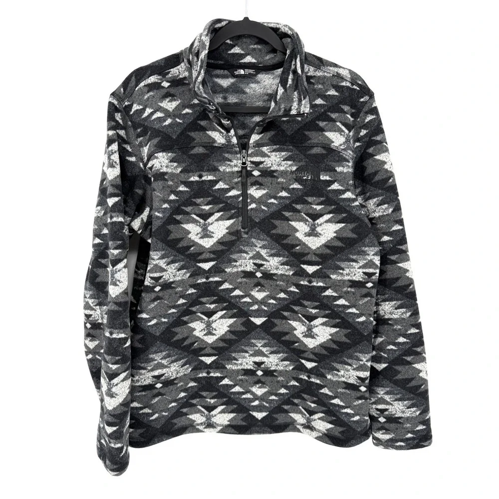 The North Face Fleece Pullover Aztec Southweat M Gray 1/4 Zip Gorpcore Sweater